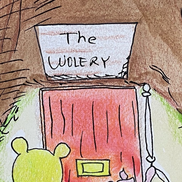 Prismacolor Pencil Drawing of Winnie The Pooh Framed on Paper Hand Made Baby - Picture 3 of 8